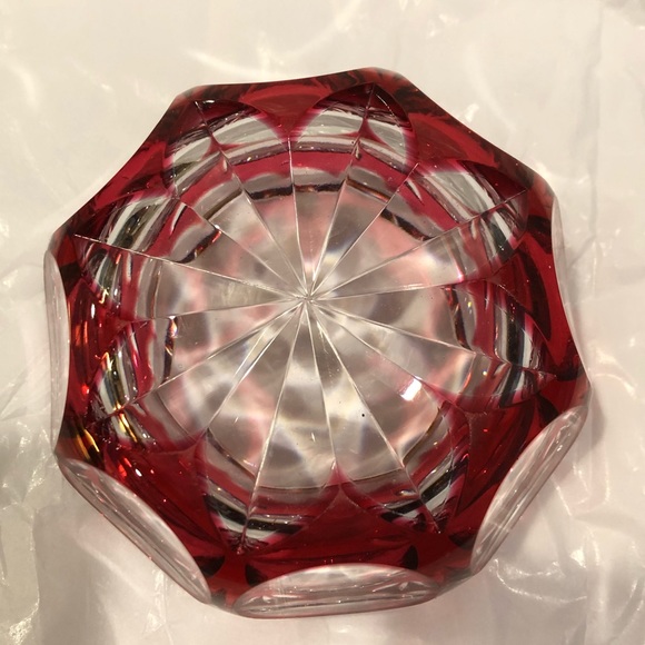 Nachtmann Bramberg Crystal Glass Bowl Cut Cranberry To Clear Czech Bohemian 50’s - Picture 7 of 12
